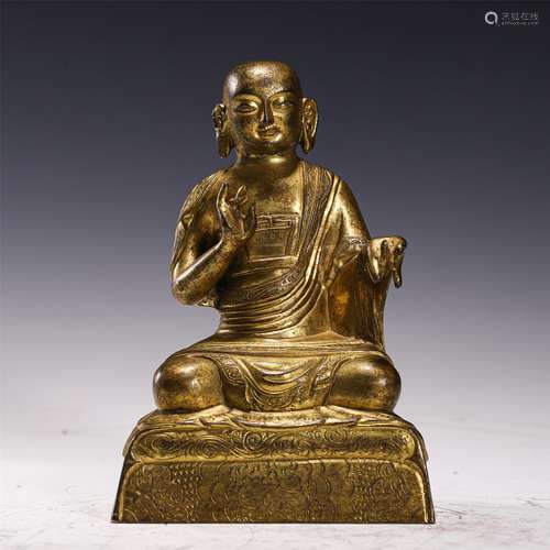 TIBETAN GILT BRONZE FIGURE OF BUDDHA STATUE