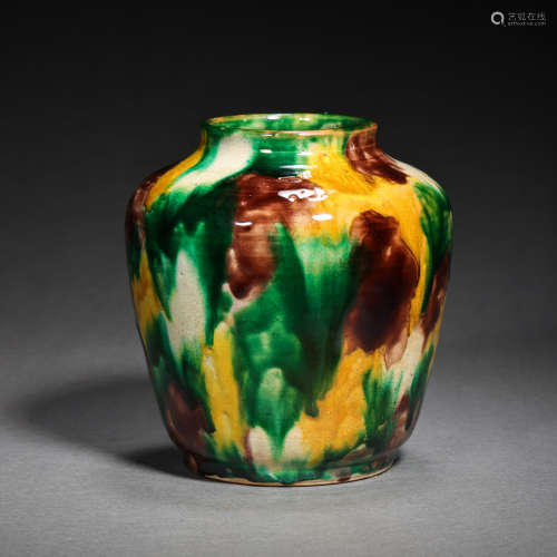 CHINESE ANCIENT THREE-COLOR SMALL POT