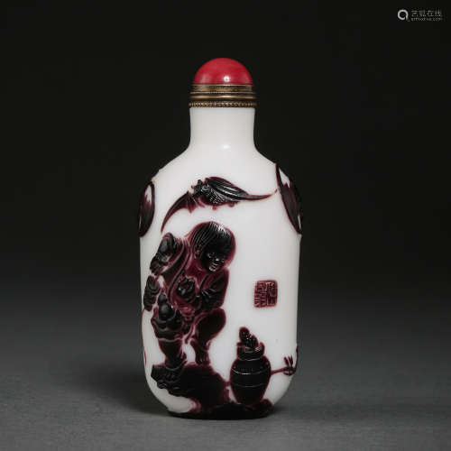 COLORED GLASS SNUFF BOTTLE, QING DYNASTY, CHINA