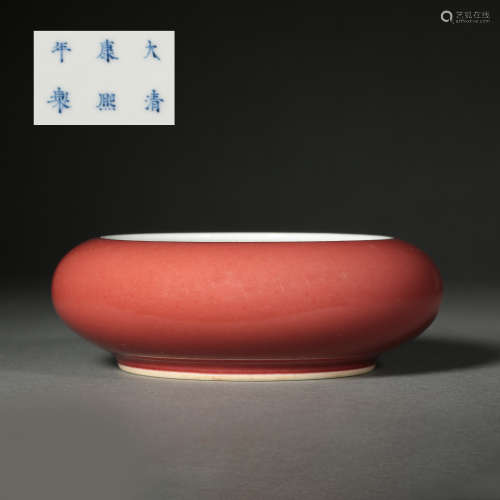 CHINESE QING DYNASTY RED GLAZED WASHER