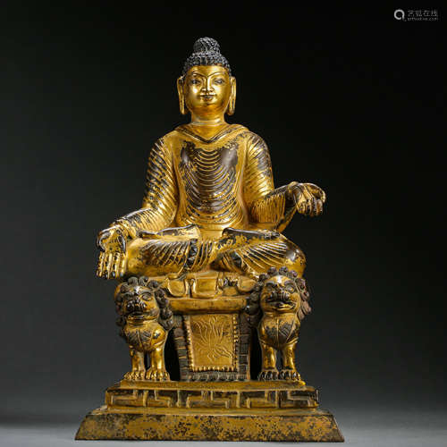 SEATED GILT BRONZE BUDDHA, MING DYNASTY, CHINA