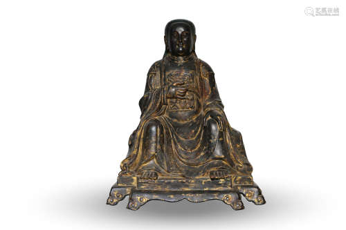 SEATED GILT BRONZE TIBETAN BUDDHA, MING DYNASTY