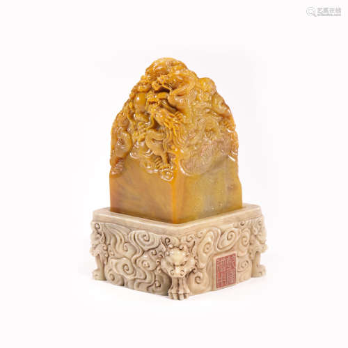 TIAN HUANG STONE CARVED SEAL, QING DYNASTY, CHINA