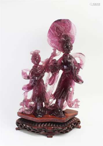 Antique Chinese Purple Crystal Carved Statue