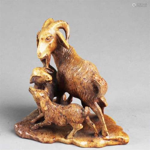 A Carved Stone Goat Figurine