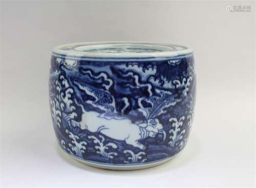 Chinese Blue & White Porcelain Cricket Container