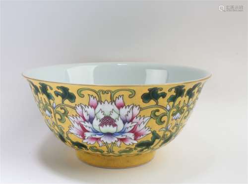 Chinese Famille Jaune Porcelain Bowl