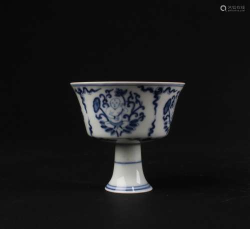 Chinese Blue & White Stem Cup