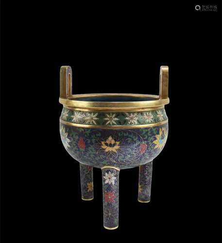 Chinese Cloisonne Tripod Censer