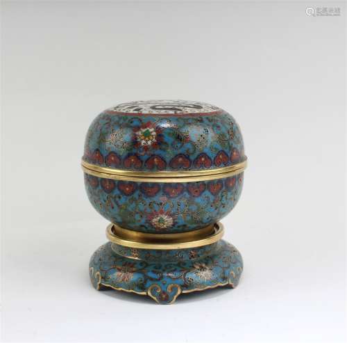 Chinese Round Cloisonne Round Container