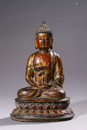 Antique Bronze Seated Amitabha Buddha Statue