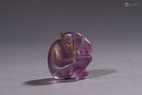 Antique Carved Amethyst Monkey Ornament