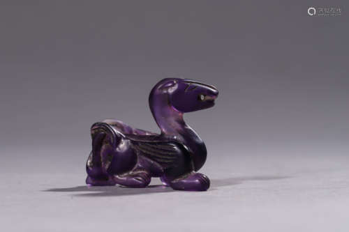 Antique Carved Amethyst Mythical Beast Ornament