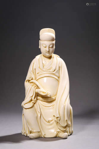 Antique Chinese Blanc De Chine Emperor Wenchang Statue