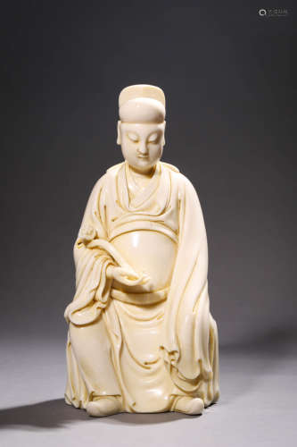 Antique Chinese Blanc De Chine Emperor Wenchang Statue