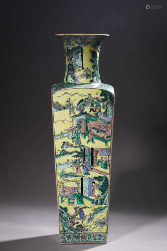 Antique Pair of Porcelain Vases, depicting images of twenty-...