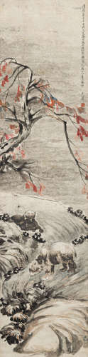 张善孖（1882-1940） 双雄图 纸本设色 立轴