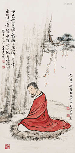 黄君壁（1898-1991） 红衣罗汉 纸本设色 立轴