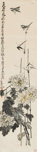 王 震（1867-1938） 麻雀 纸本设色 立轴
