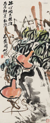 朱屺瞻（1892-1996） 福禄万代 纸本设色 立轴