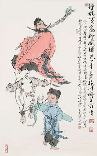 范 曾（b.1938） 钟馗策蹇神威图 纸本设色 软片