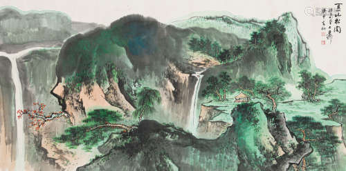 谢稚柳（1910-1997） 夏山松阁 纸本设色 镜心
