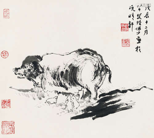 陆俨少（1909-1993） 母爱 纸本水墨 立轴