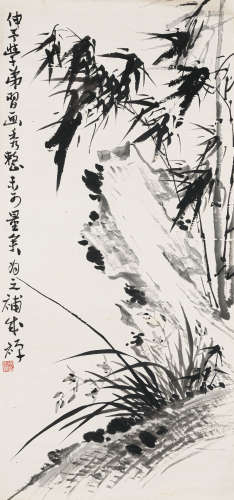 李苦禅（1899-1983） 双清图 纸本水墨 镜心