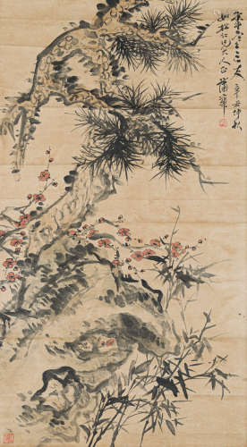 蒲 华（1839-1911） 岁寒三友 纸本设色 立轴