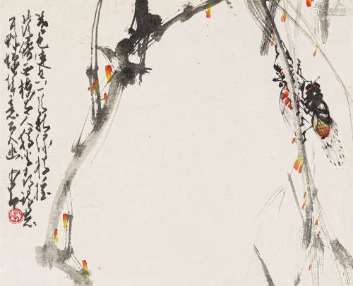 赵少昂（1905-1998） 蝉 纸本设色 镜心