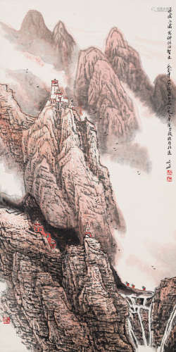 王文芳（b.1938） 西藏我神往的圣土 纸本设色 立轴