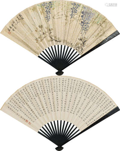 朱 雷 邓廷桢（1776-1846） 书画成扇 纸本设色 成扇
