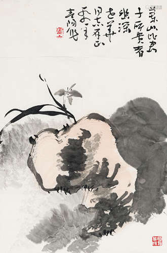 霍春阳（b.1946） 兰石图 纸本设色 软片