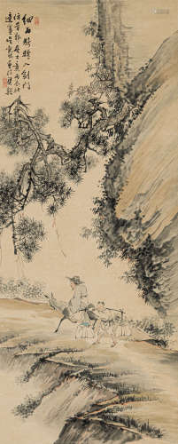 吴观岱（1862-1929） 细雨骑驴入剑门 纸本设色 立轴