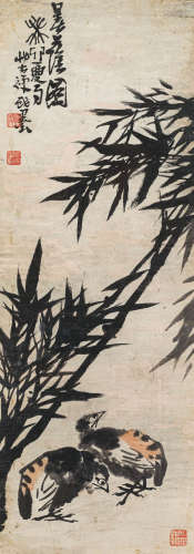 李苦禅（1899-1983） 暑荫图 纸本设色 镜框