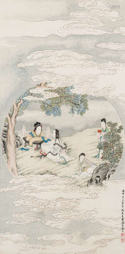 吴青霞（1910-2008） 月宫春晓 纸本设色 立轴