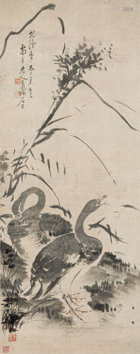高凤翰（1683-1749） 芦雁 纸本设色 立轴