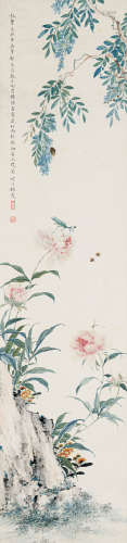 周炼霞（1908-2000） 花卉 纸本设色 立轴
