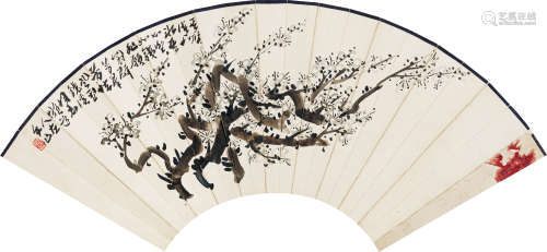 刘大同（1865-1952） 梅花扇面 纸本水墨 扇面