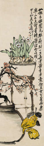 吴昌硕（1844-1927） 清贡 纸本设色 立轴