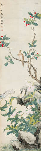 马家桐（1860-1930） 花鸟 纸本设色 立轴