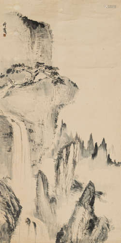 钱瘦铁（1897-1967） 山水人物 纸本水墨 立轴