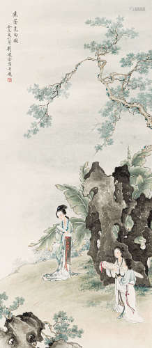 刘凌沧（1908-1989） 蕉阴觅句图 纸本设色 立轴