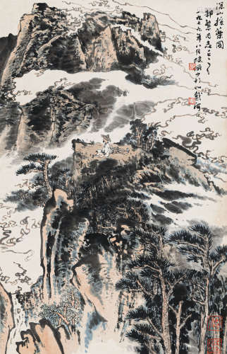 陆俨少（1909-1993） 深山採药图 纸本设色 立轴