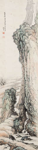 吴伯年（1891-1975） 牧牛图 纸本设色 立轴
