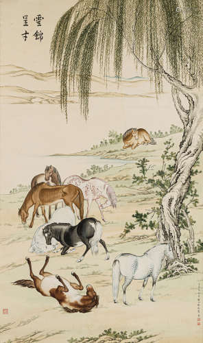 马 晋（1899-1970） 云锦呈寸 绢本设色 立轴