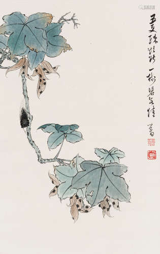 溥 儒（1896-1963） 蝉情图 纸本设色 立轴