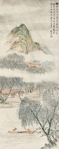 吴谷祥（1848-1903） 归舟图 纸本设色 立轴