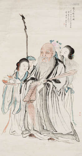 王 崧（1752-1838） 簪花献寿图 纸本设色 立轴