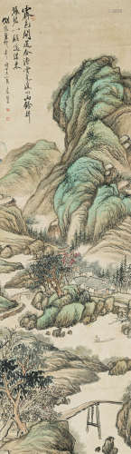 袁培基（1870-1943） 青绿山水 纸本设色 立轴